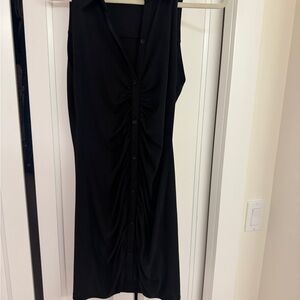 Alice + Olivia Black Ruched Midi Dress